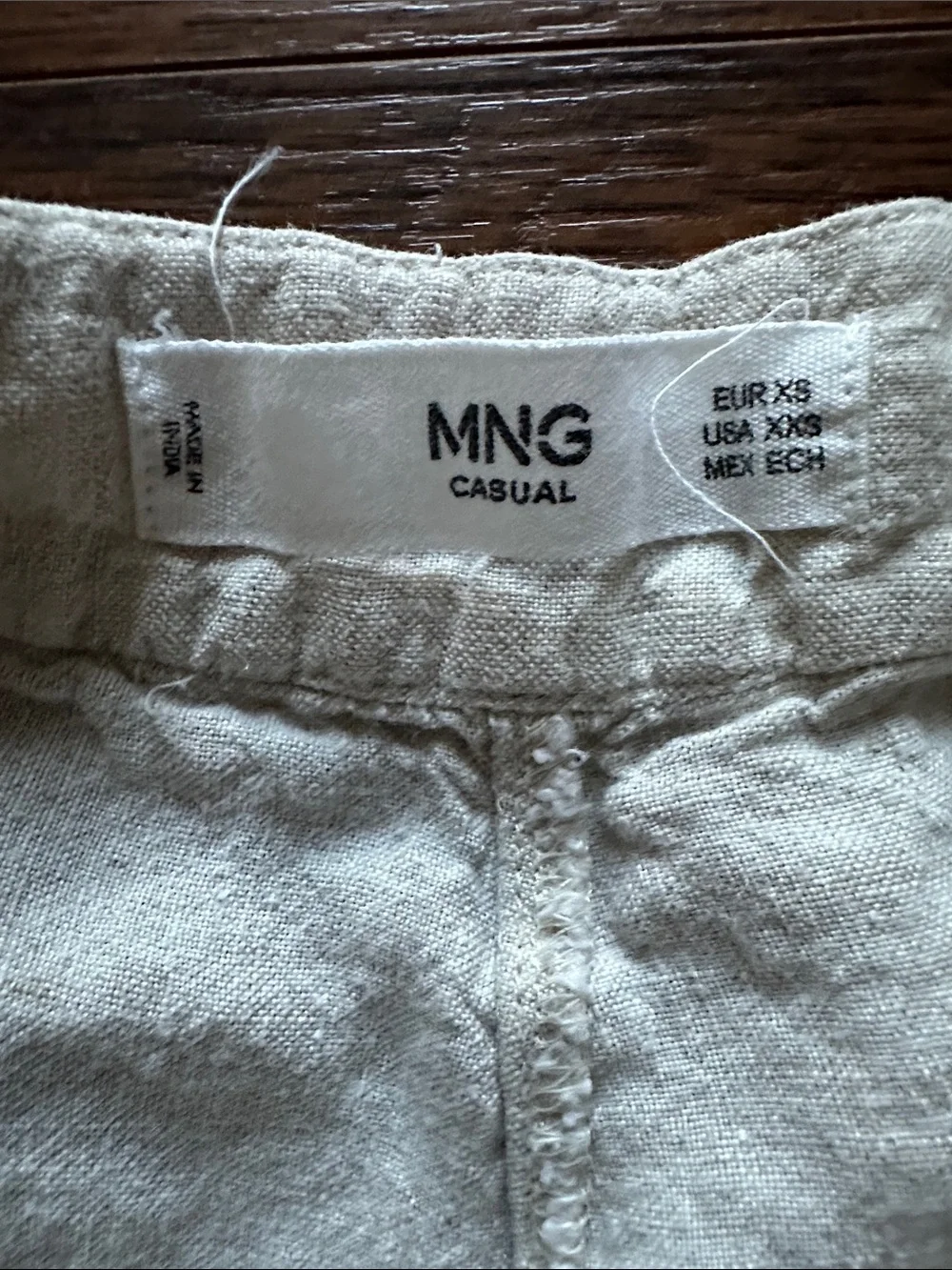 Mango Cream Button-Front Linen-Blend Pants